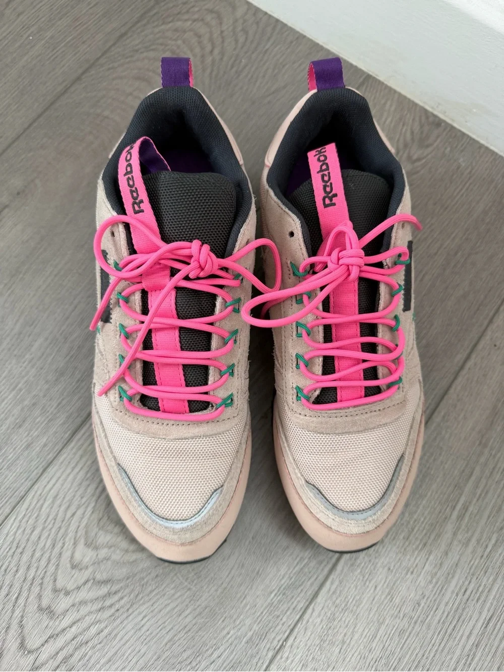 Reebok Women's Blush Pink Sneakers with Hot Pink Accents